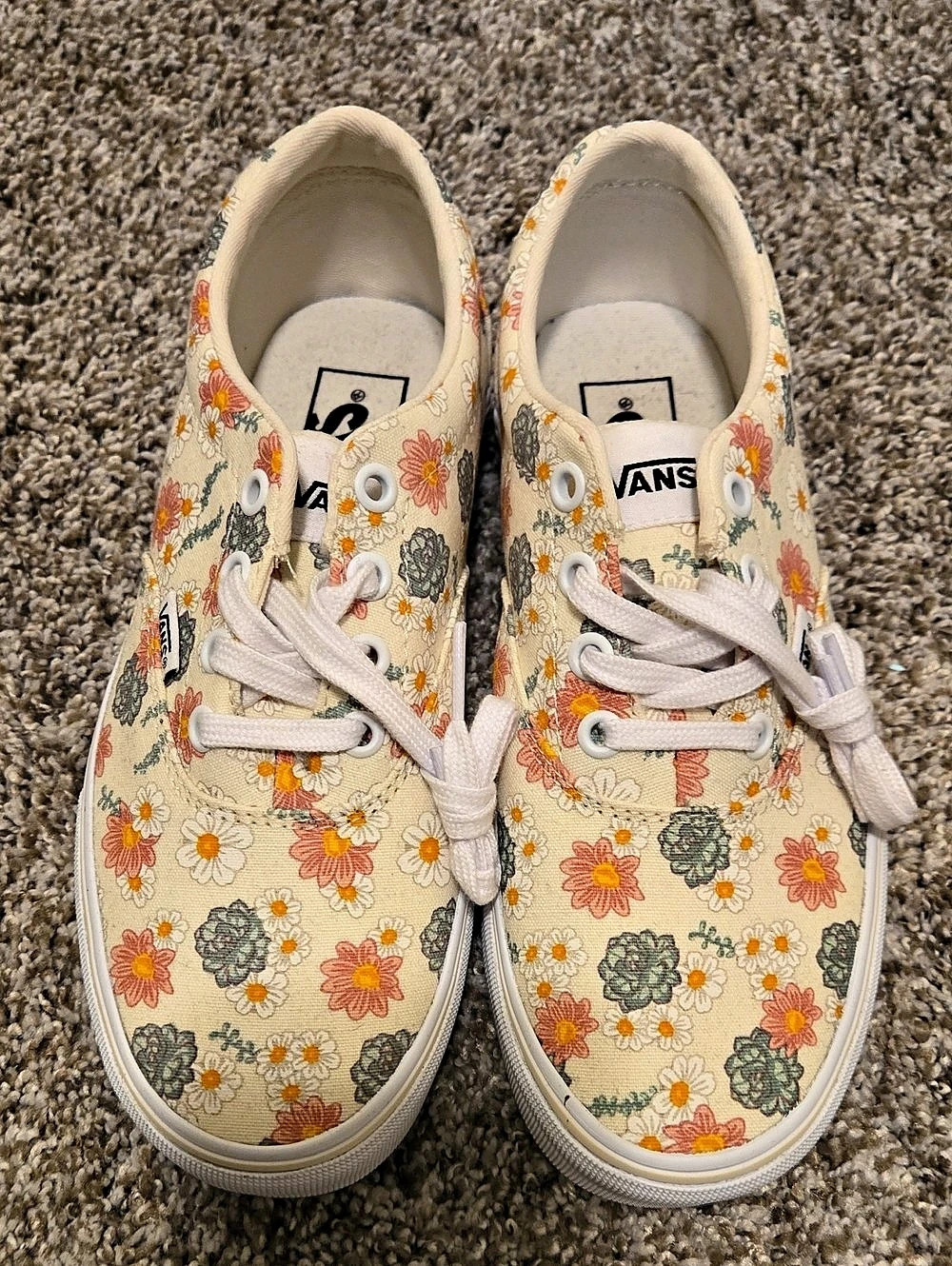 Vans Era Floral Canvas Sneakers Cream & Orange US 6.0